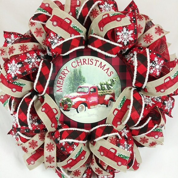Handmade Other - *SOLD* Merry Christmas Farm Truck Welcome Wreath